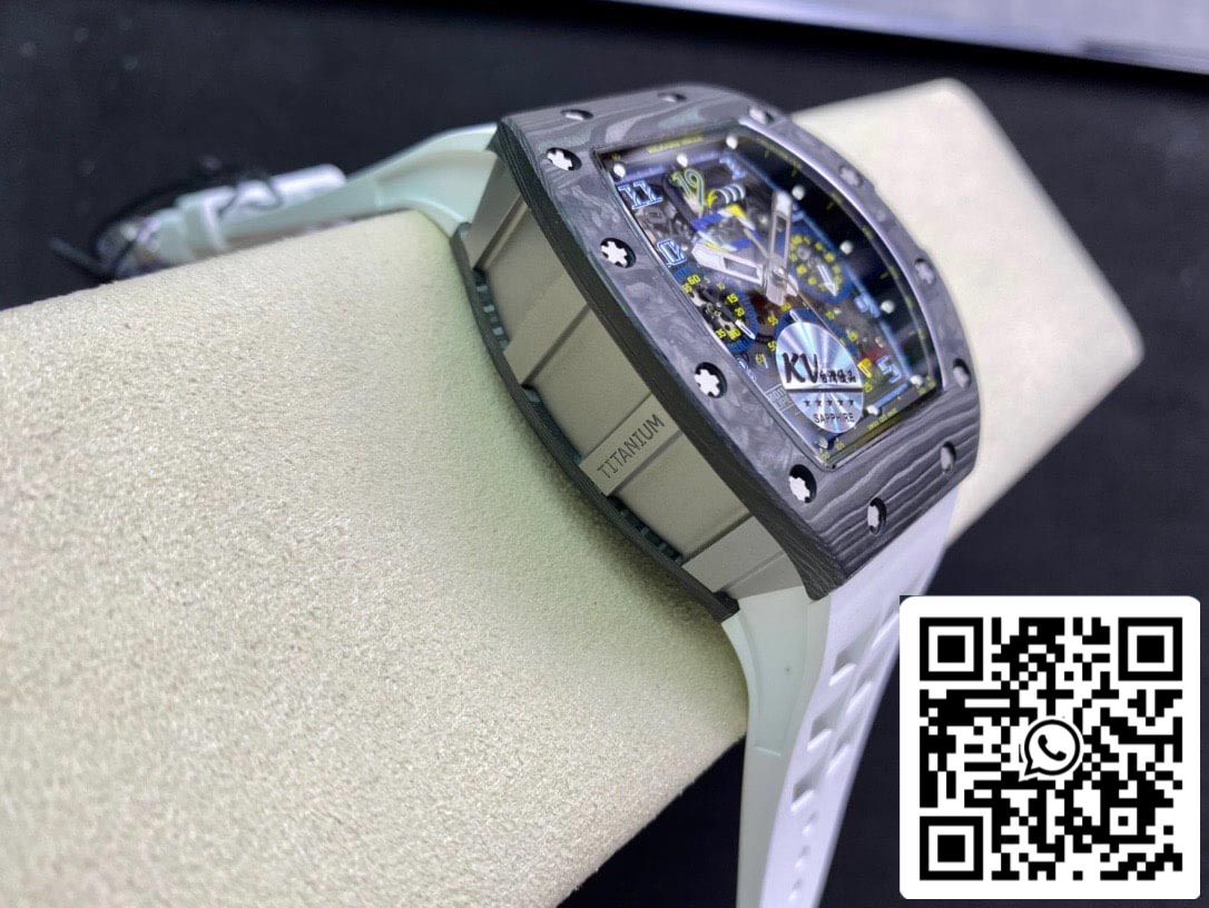 Richard Mille RM011 1:1 Best Edition KV Factory Carbon Fiber White Strap