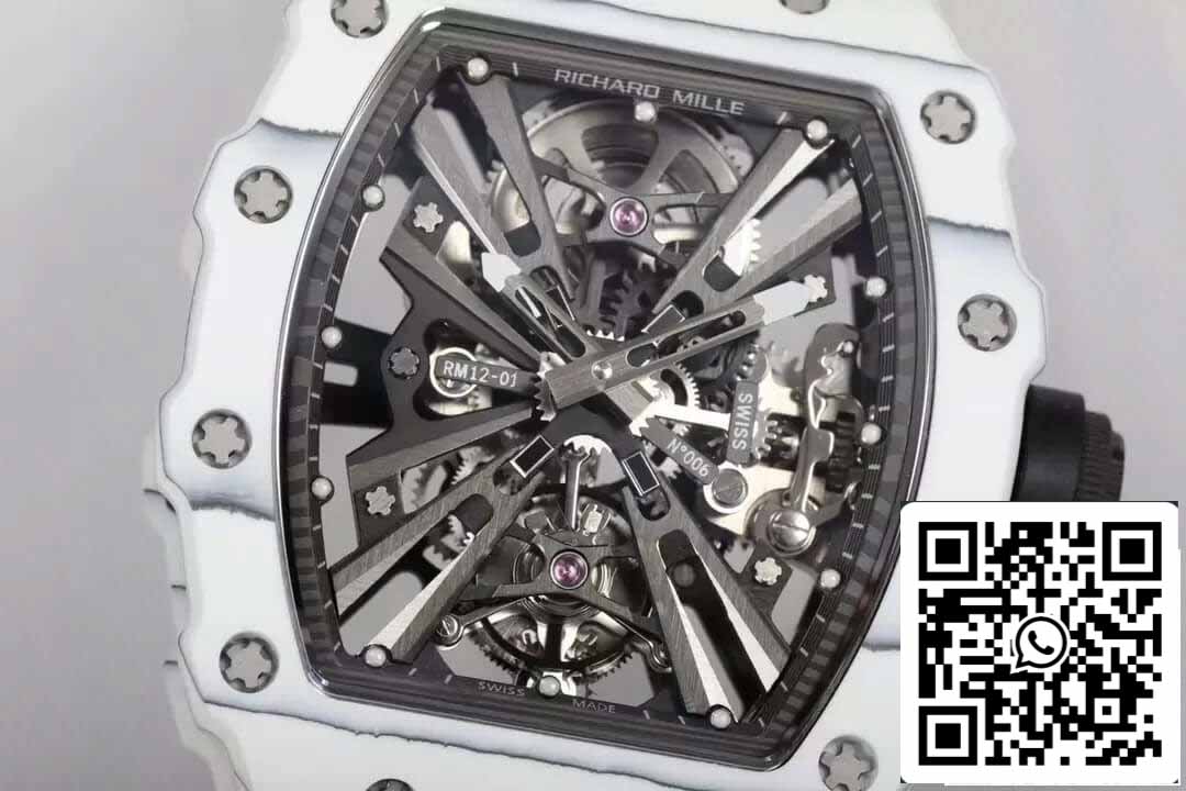 Richard Mille RM12-01 Tourbillon 1:1 Meilleure édition RM Factory Bracelet en caoutchouc noir