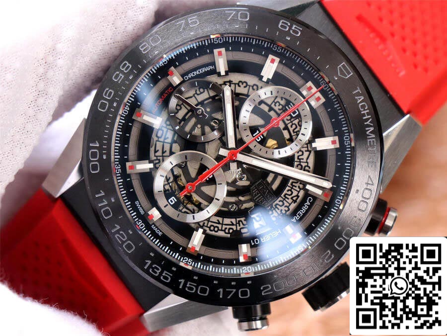 TAG Heuer Carrera CAR2A1Z.FT6050 1:1 Meilleure édition XF Factory Bracelet en caoutchouc rouge