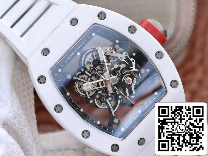 Richard Mille RM055 1:1 Melhor Edição KV Factory Correia de borracha branca de cerâmica