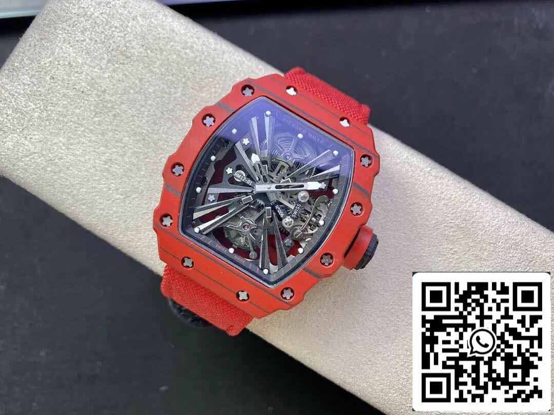 Richard Mille RM12-01 Tourbillon 1:1 Meilleure édition RM Factory Boîtier en fibre de carbone rouge