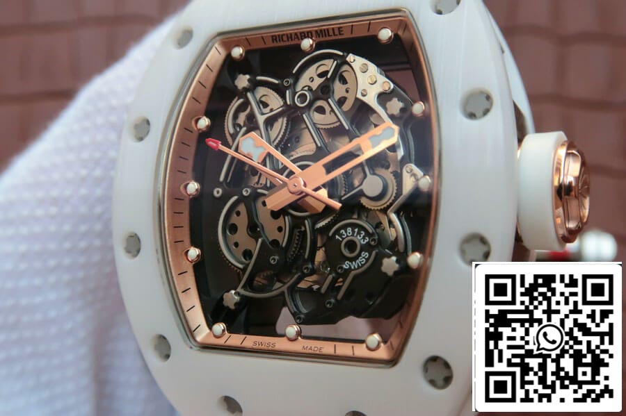 Richard Mille RM055 1:1 Best Edition KV Factory White Ceramic Rubber Strap