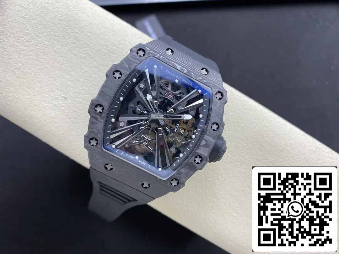 Richard Mille RM12-01 Tourbillon 1:1 Meilleure édition RM Factory Cadran squelette noir