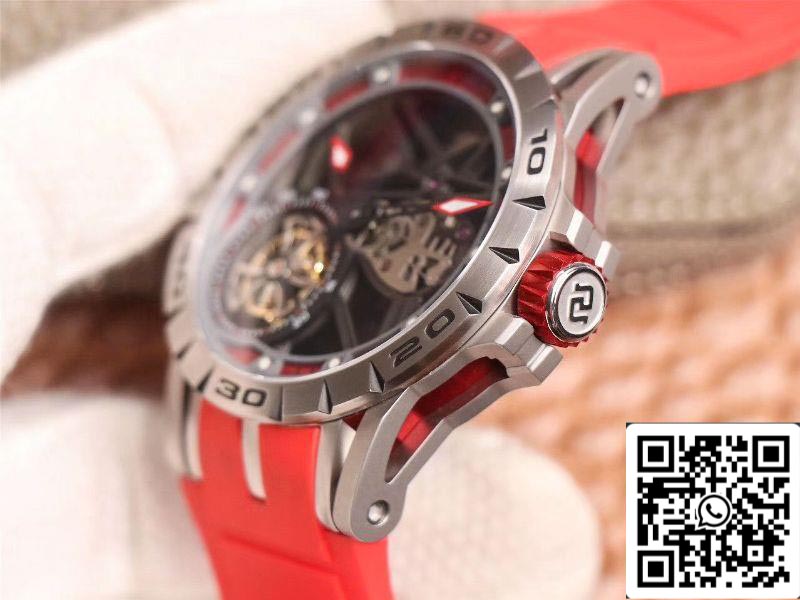 Roger Dubuis Excalibur Spider RDDBEX0572 Tourbillon à vol creux 1:1 meilleure édition JB Factory bracelet rouge suisse RD505SQ