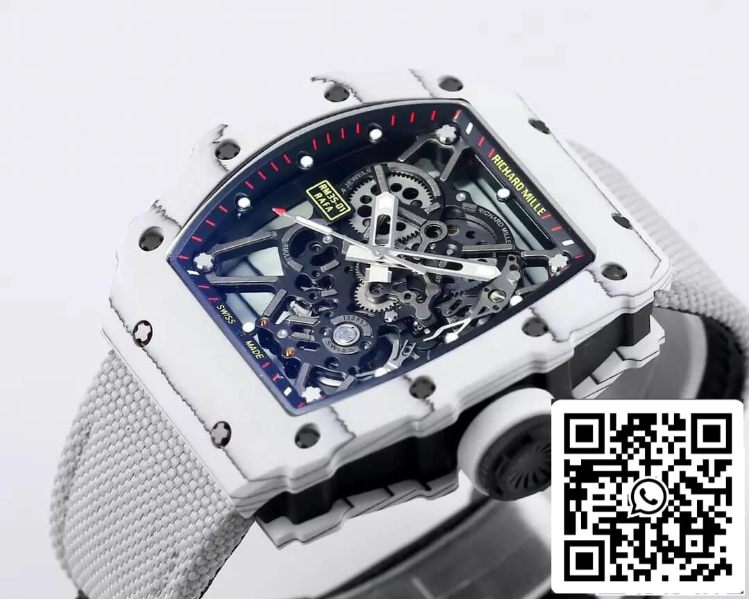 Richard Mille RM35-01 1:1 Meilleure édition BBR Factory Boîtier en fibre de carbone blanc