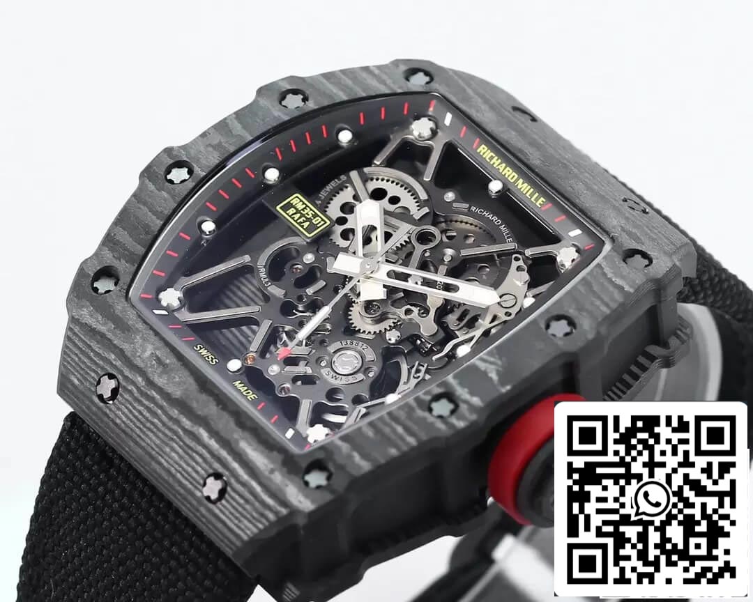 Richard Mille RM35-01 1:1 Meilleure édition BBR Factory Boîtier en fibre de carbone noir