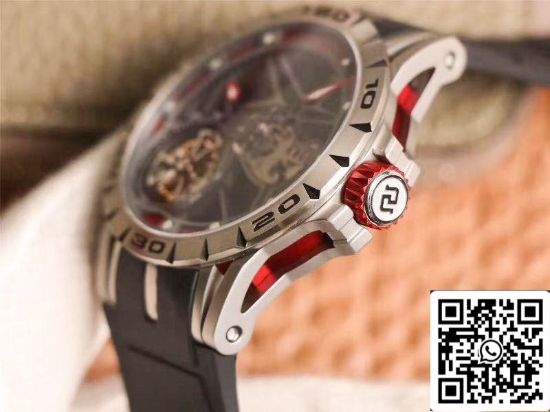 Roger Dubuis Excalibur Spidr (serie king) RDDBEX0622 Tourbillon JB Factory 1:1 Best Edition quadrante scheletrato rosso svizzero RD505SQ