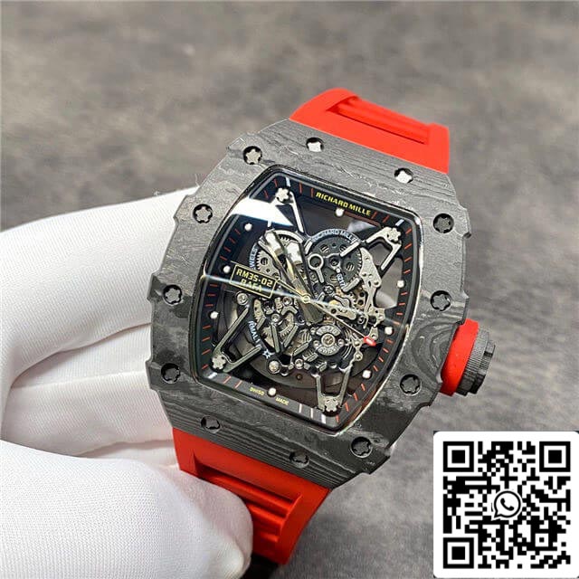 Richard Mille RM35-02 1:1 Meilleure édition KV Factory Bracelet rouge en fibre de carbone