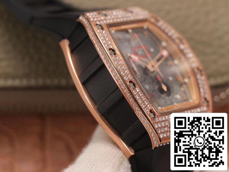 Richard Mille RM011 RG/5423 1:1 Meilleure édition KV Factory Mouvement suisse en or rose et diamant