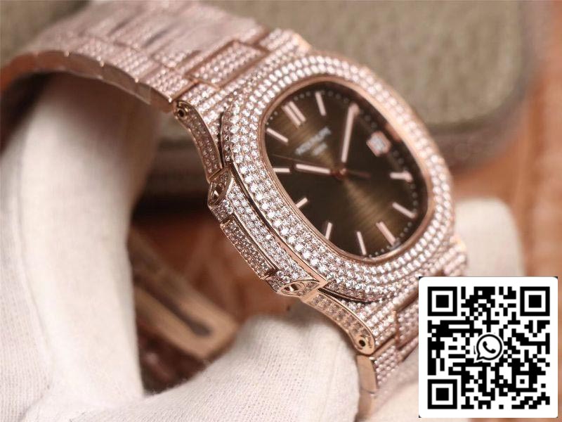 Patek Philippe Nautilus 5719-10G ouro rosa diamante 1:1 melhor edição R8 fábrica gradiente marrom mostrador suíço Cal.324 S‌ C