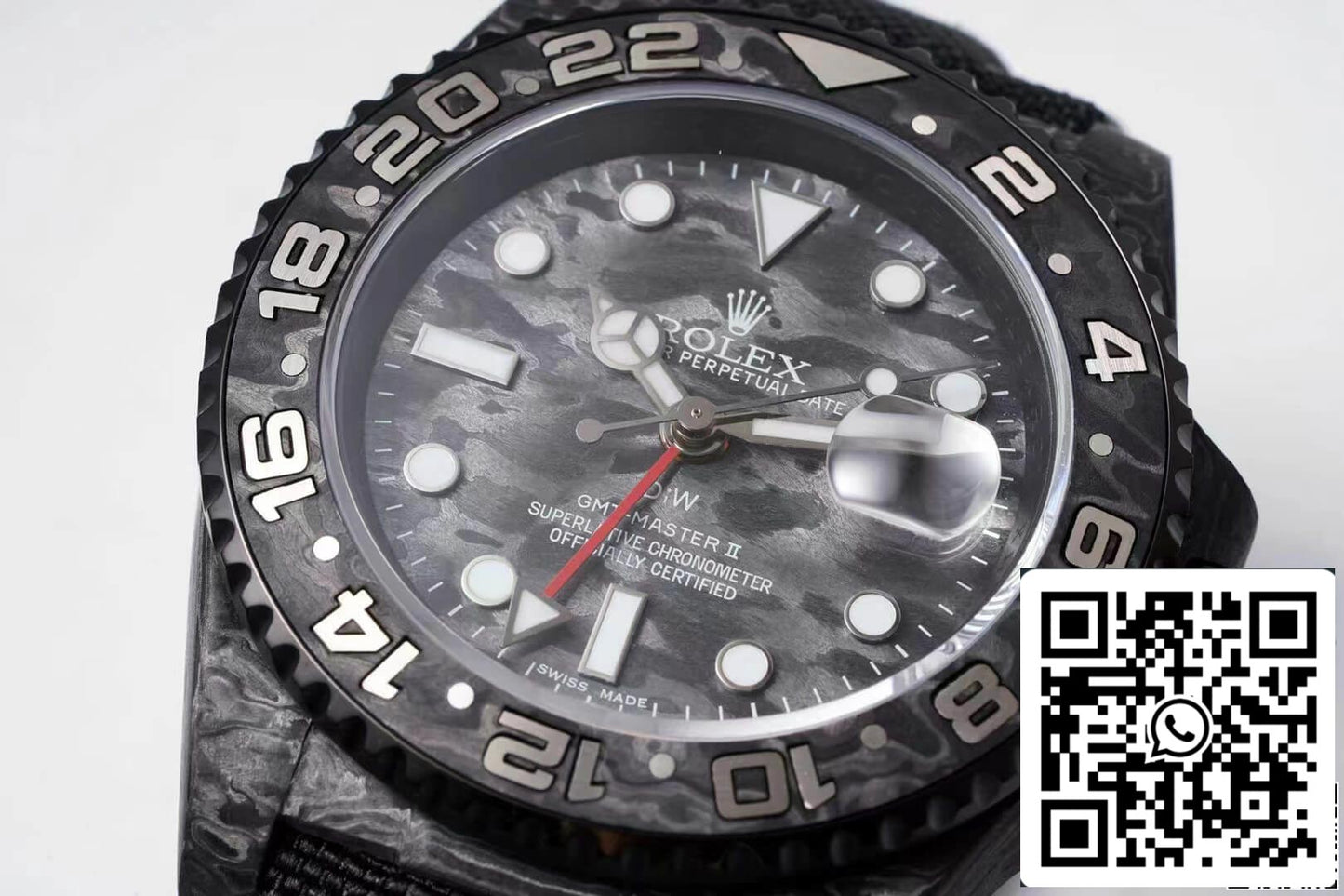 Rolex GMT-MASTER II Diw 1:1 Best Edition Carbonfaser-Schwarzes Stoffarmband