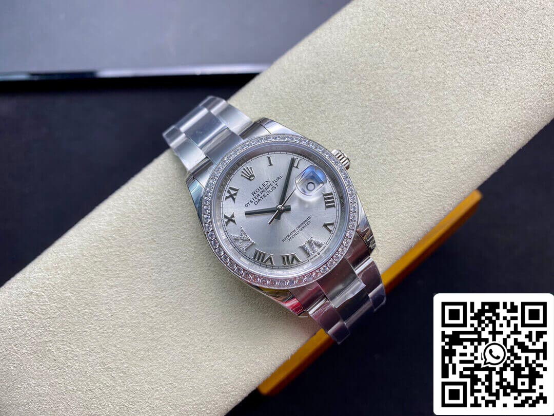 Rolex Datejust M126284RBR-0022 1:1 Melhor Edição EW Factory Mostrador Prateado