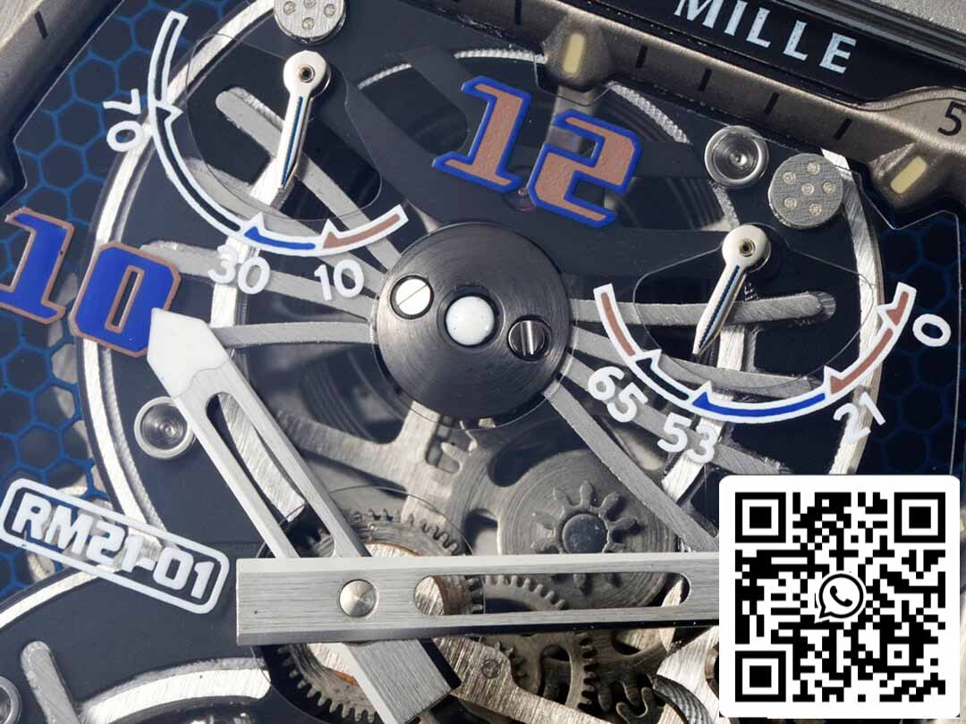 Richard Mille RM21-01 1:1 Meilleure édition RM Factory Tourbillon Cadran Squelette Bracelet Noir