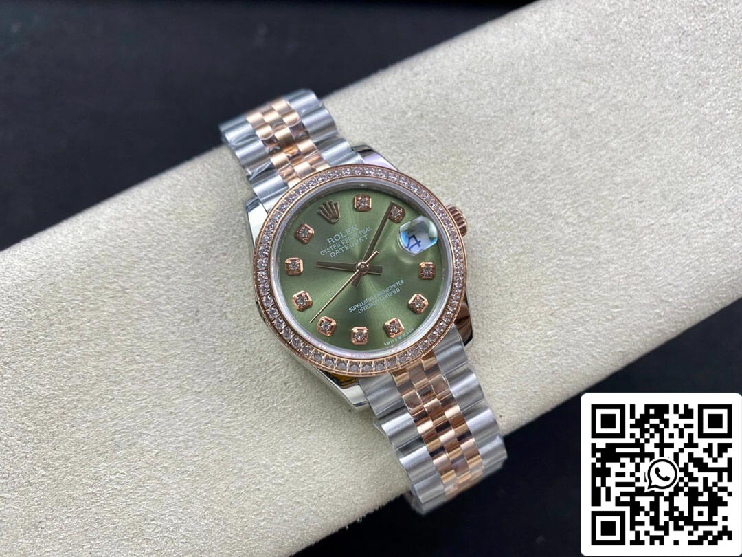 Rolex Datejust 31MM 1:1 Best Edition EW Factory mostrador verde em ouro rosa