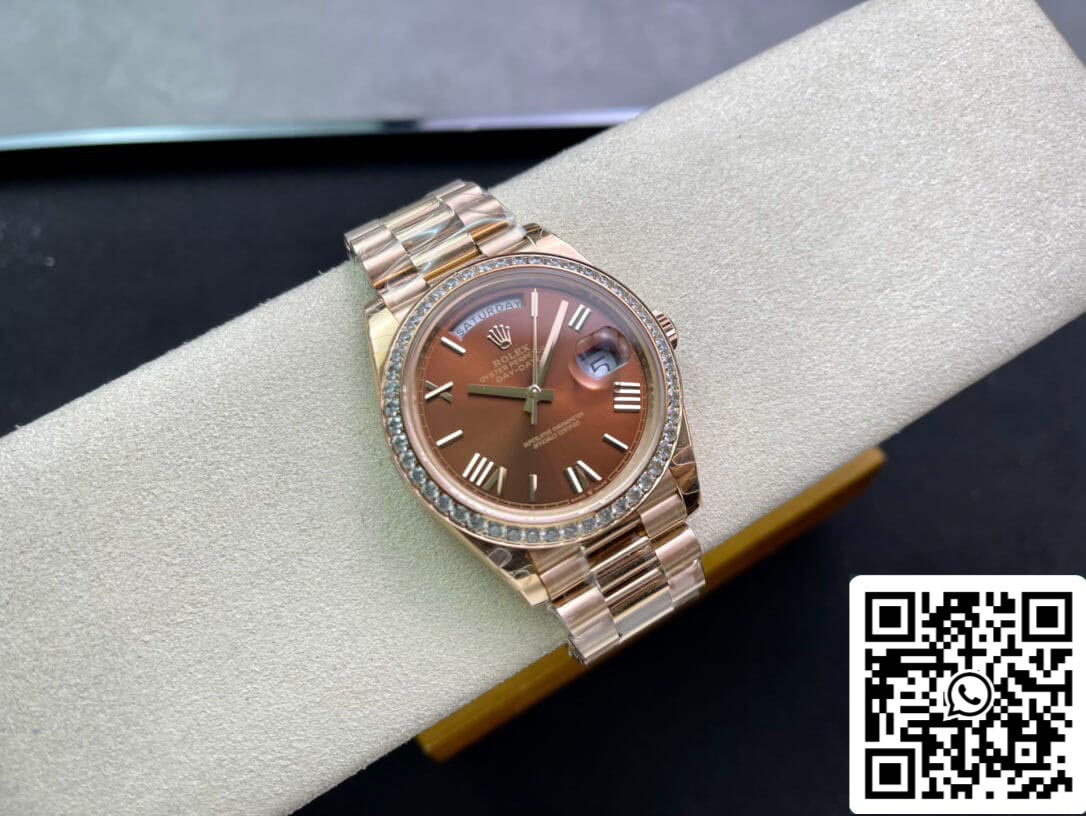 Rolex Day Date M228345RBR-0009 1:1 Melhor Edição EW Factory Mostrador Marrom