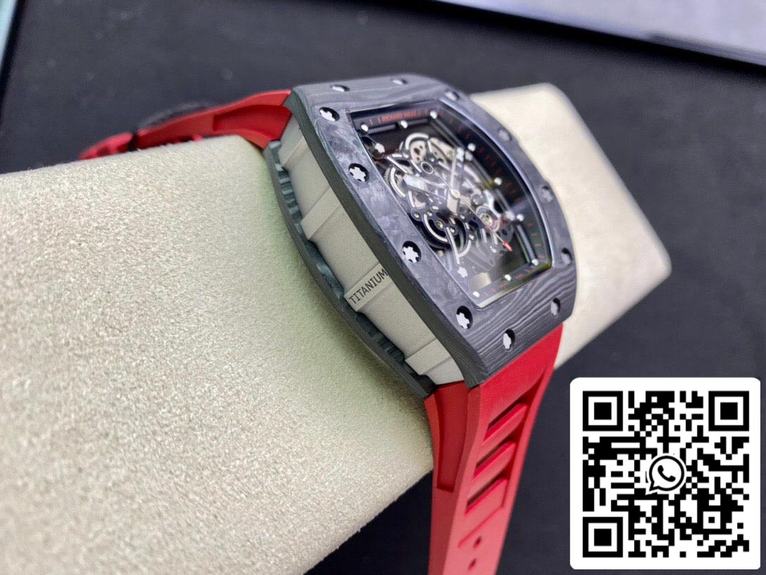 Richard Mille RM055 1:1 Melhor Edição KV Factory V2 Pulseira Vermelha de Fibra de Carbono