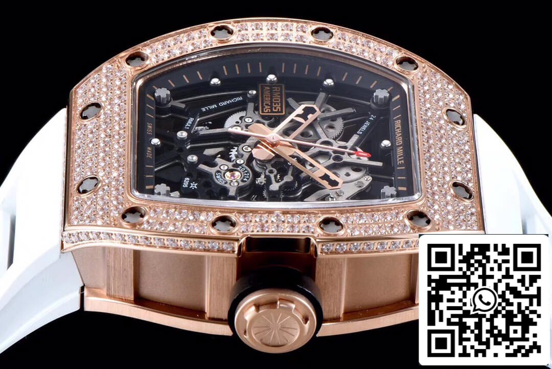 Richard Mille RM035 Cassa in oro rosa con diamanti KV Factory in scala 1:1 delle Americhe