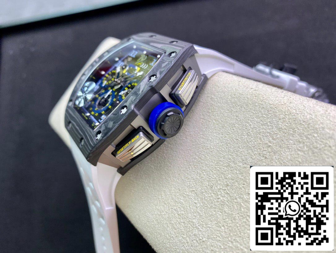 Richard Mille RM011 1:1 Best Edition KV Factory Carbon Fiber White Strap