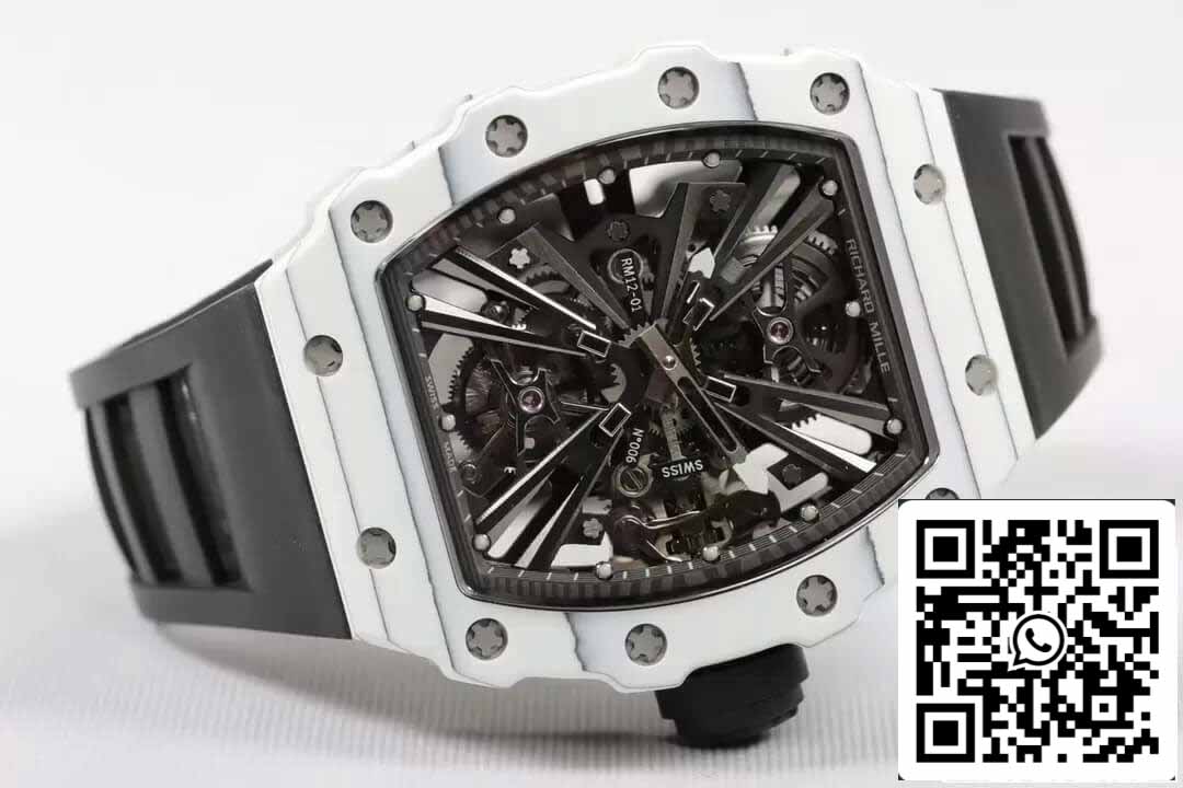 Richard Mille RM12-01 Tourbillon 1:1 Meilleure édition RM Factory Bracelet en caoutchouc noir