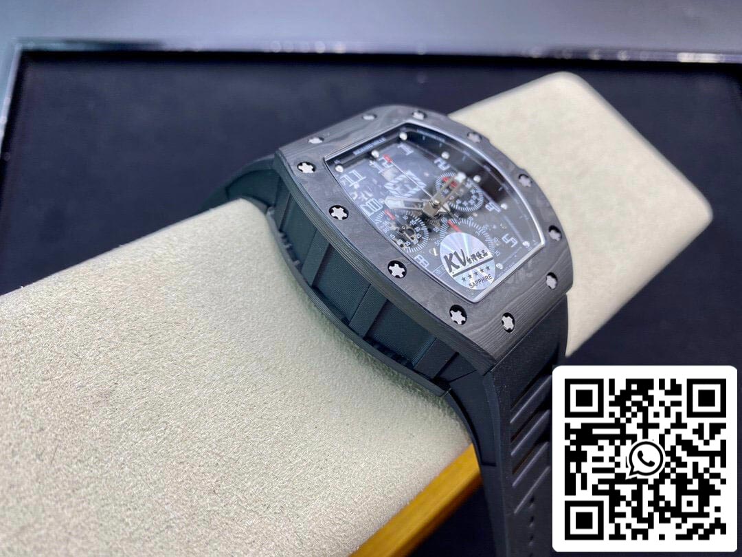 Richard Mille RM011 1:1 Meilleure édition KV Factory Bracelet en caoutchouc noir en fibre de carbone