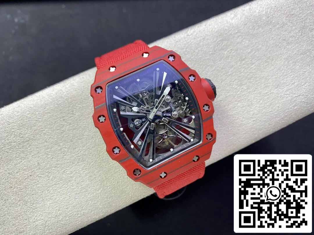 Richard Mille RM12-01 Tourbillon 1:1 Meilleure édition RM Factory Boîtier en fibre de carbone rouge