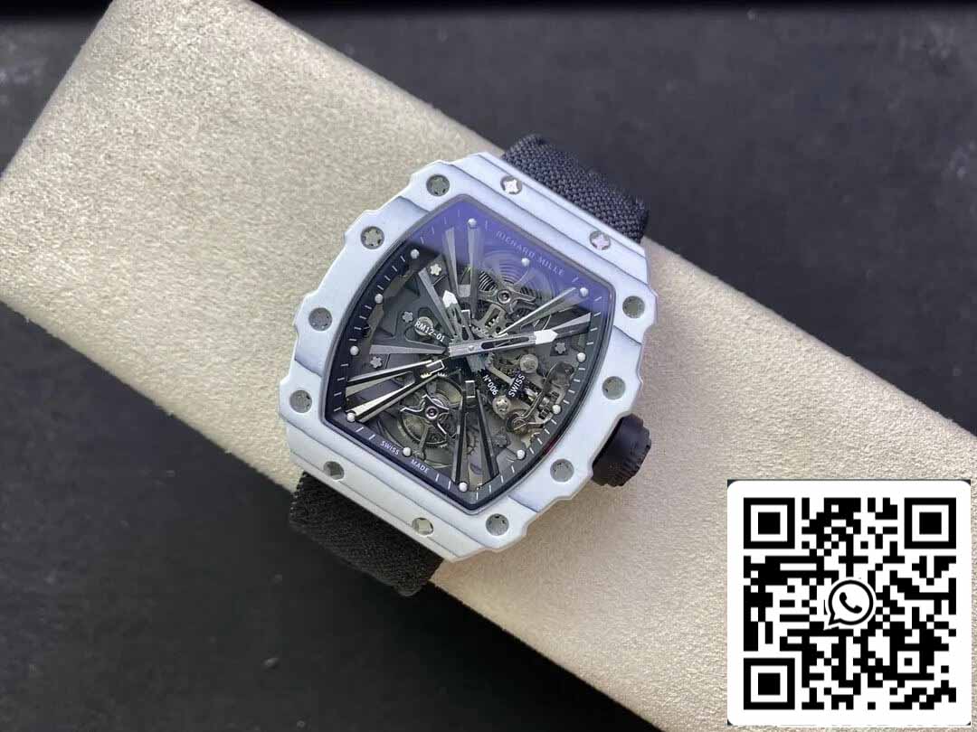 Richard Mille RM12-01 Tourbillon 1:1 Meilleure édition RM Factory Boîtier en fibre de carbone blanc