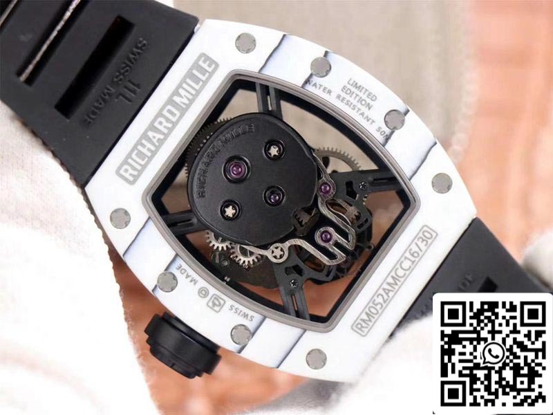 Richard Mille RM052-01 1:1 Best Edition JB Factory White Ceramic Swiss Tourbillon