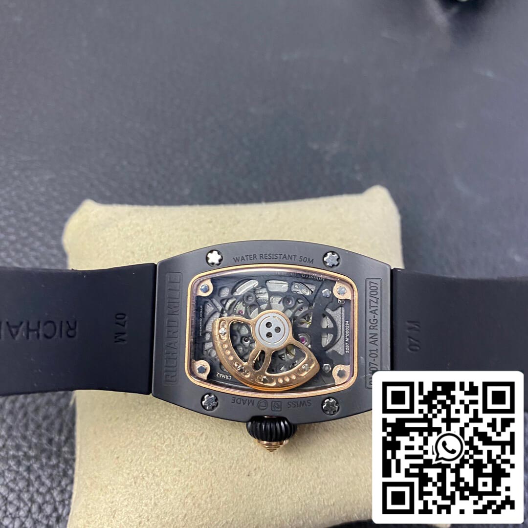 Richard Mille RM 07-01 1: 1 Best Edition RM Factory cinturino in caucciù nero