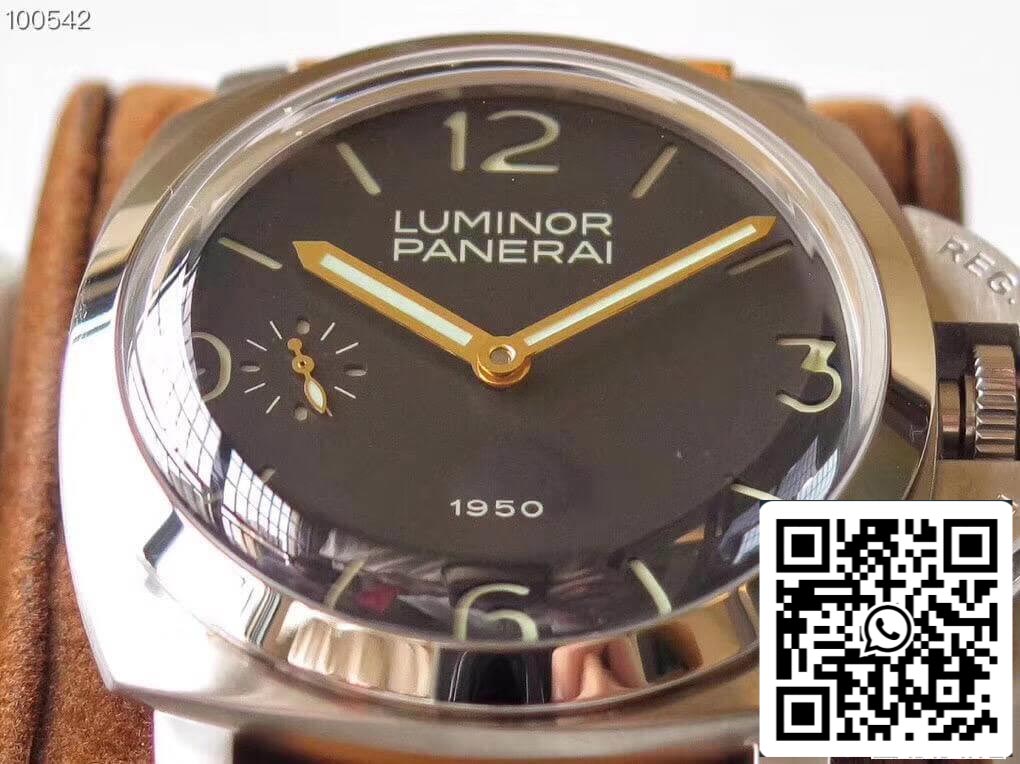 Panerai Luminor 1950 PAM127 ZF Factory 1:1 Meilleure édition suisse ETA A6497 Bracelet en cuir marron doux