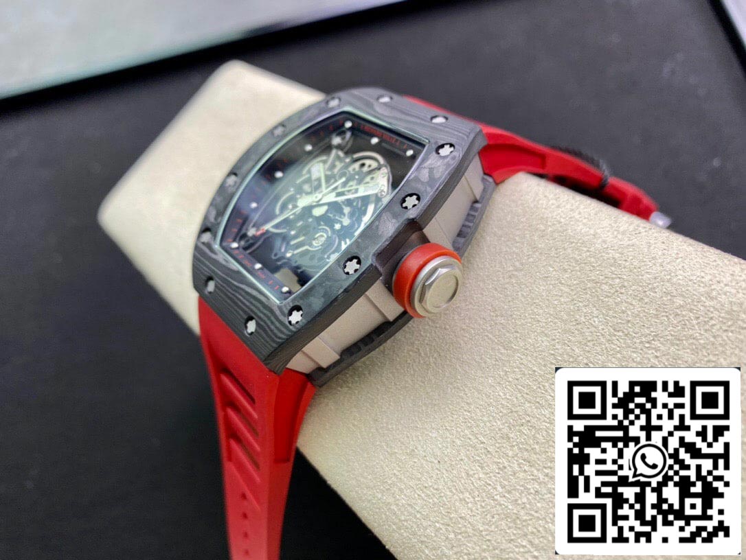 Richard Mille RM055 1:1 Melhor Edição KV Factory V2 Pulseira Vermelha de Fibra de Carbono