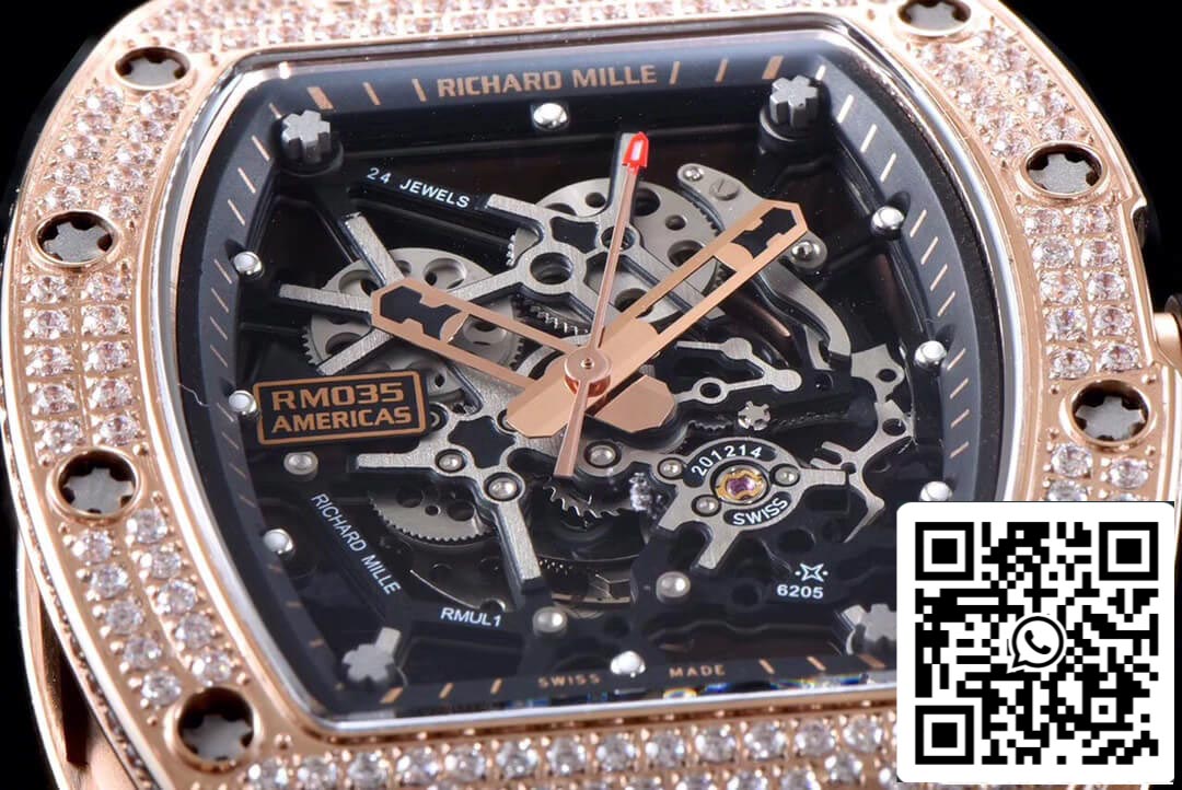 Richard Mille RM035 Cassa in oro rosa con diamanti KV Factory in scala 1:1 delle Americhe