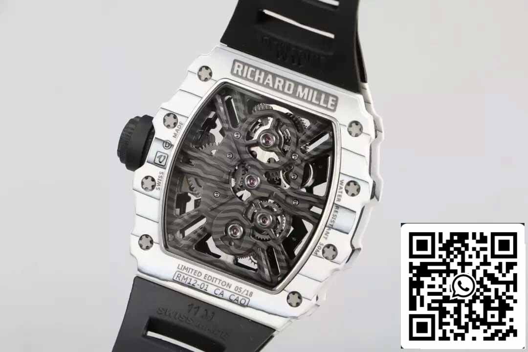 Richard Mille RM12-01 Tourbillon 1:1 Meilleure édition RM Factory Bracelet en caoutchouc noir