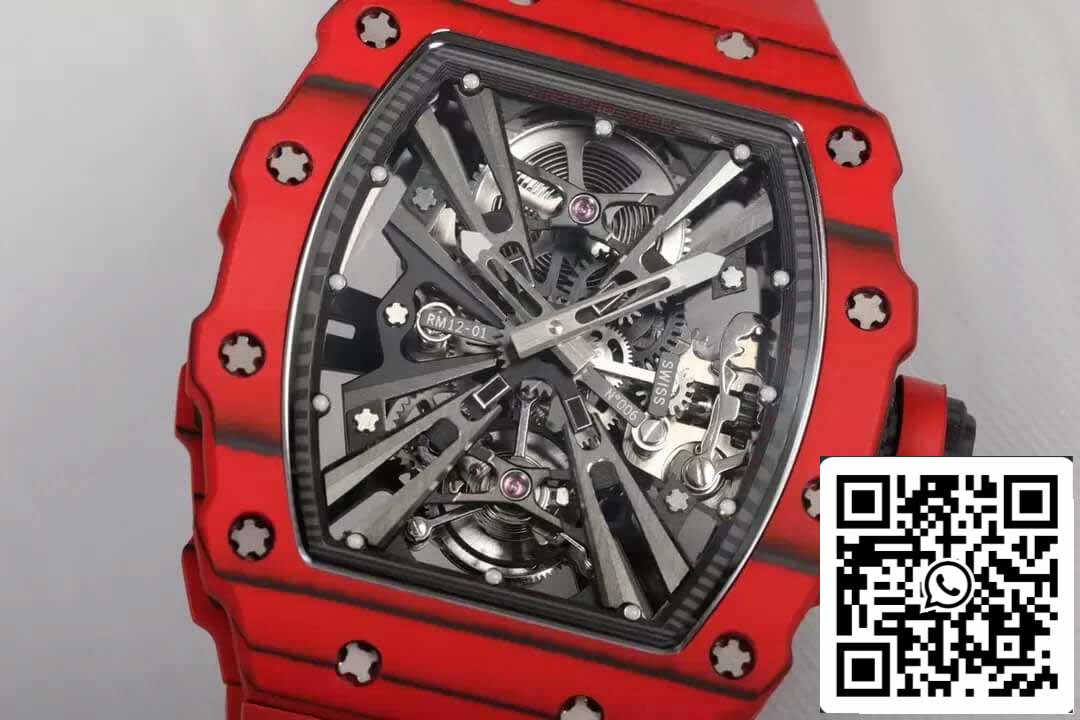 Richard Mille RM12-01 Tourbillon 1:1 Mejor edición RM Factory Caja roja Correa de caucho negra