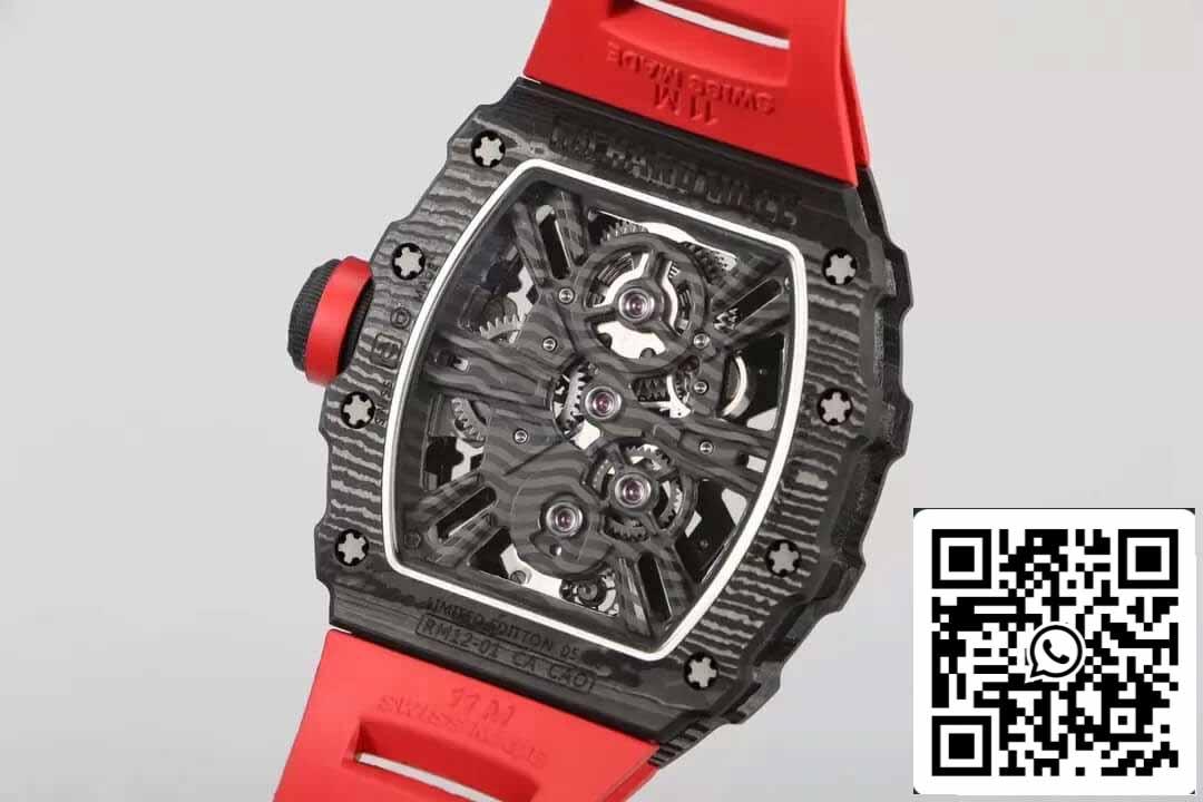 Richard Mille RM12-01 Tourbillon 1:1 Meilleure édition RM Factory Cadran squelette en fibre de carbone