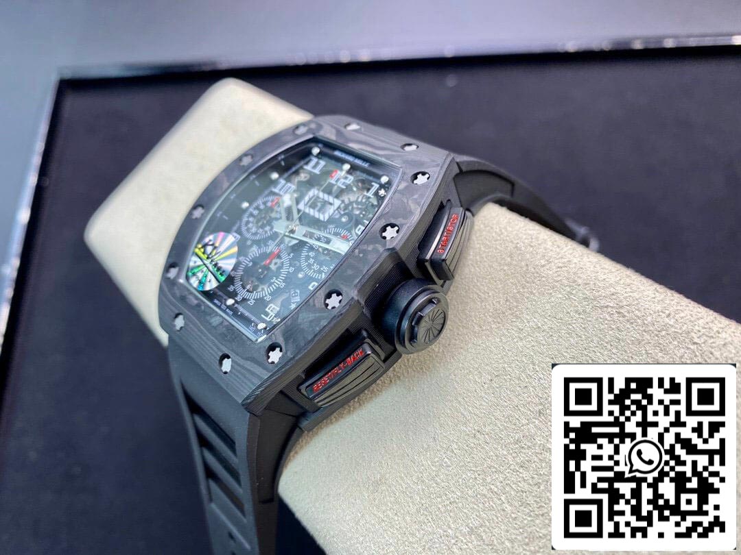 Richard Mille RM011 1:1 Meilleure édition KV Factory Bracelet en caoutchouc noir en fibre de carbone