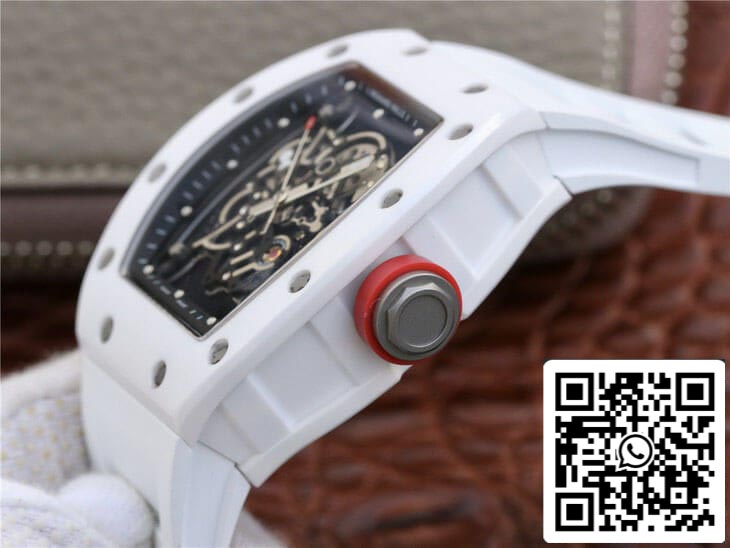 Richard Mille RM055 1:1 Melhor Edição KV Factory Correia de borracha branca de cerâmica