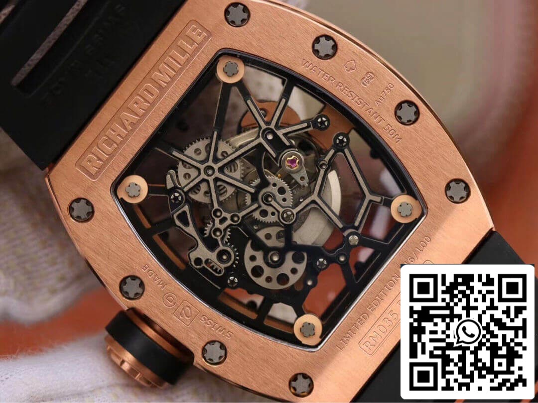 Richard Mille RM035 Americas KV Factory 1:1 Mejor edición Correa negra en oro rosa