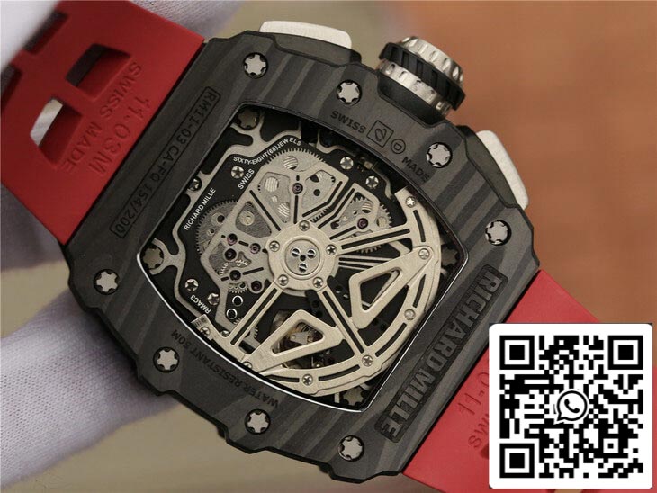 Richard Mille RM11-03 1:1 Meilleure édition KV Factory Bracelet rouge en fibre de carbone