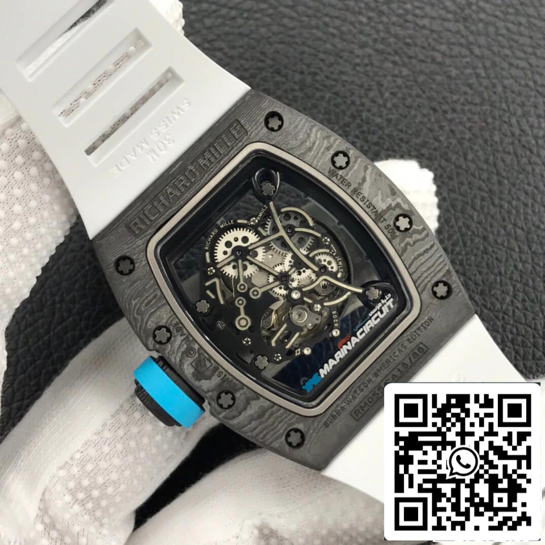 Richard Mille RM055 1:1 Melhor Edição ZF Factory Mostrador Esqueleto de Fibra de Carbono