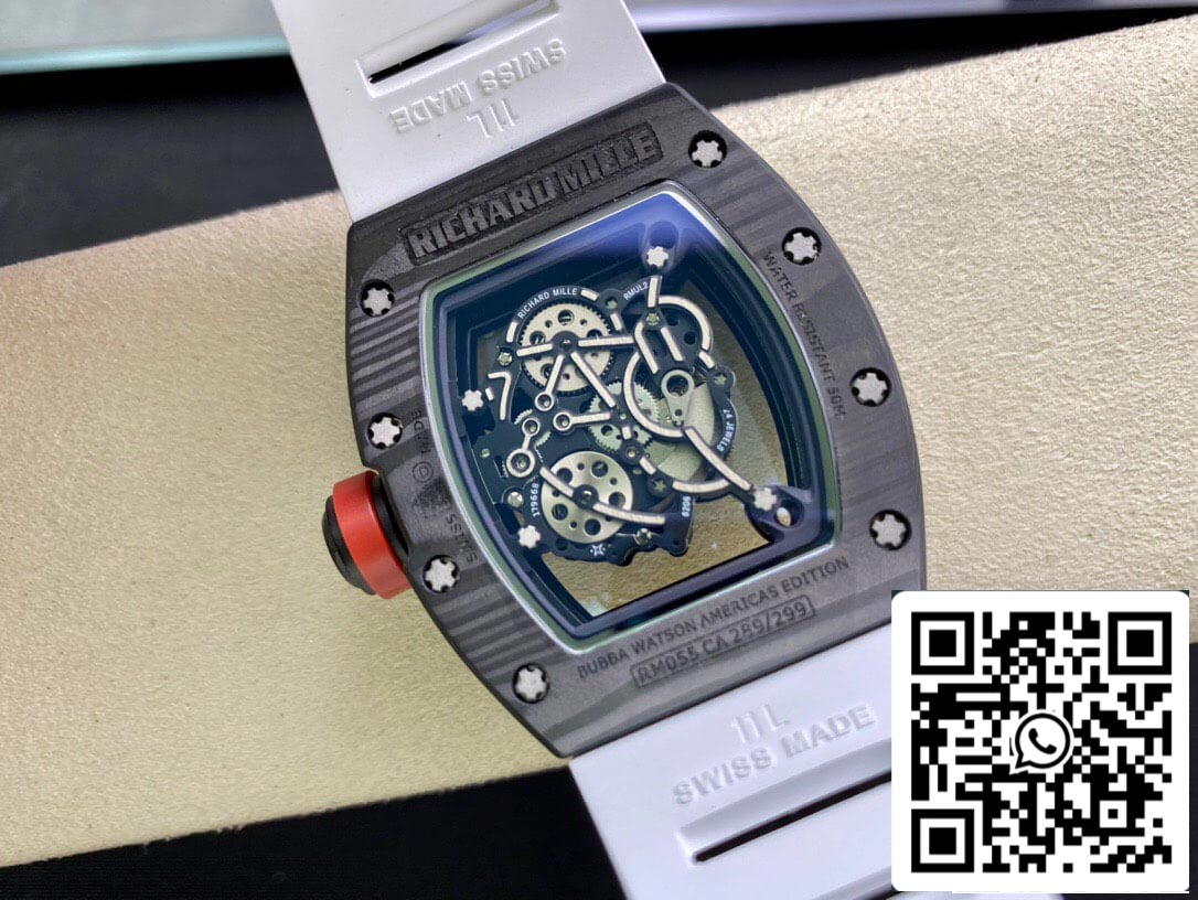 Richard Mille RM055 1:1 Melhor Edição KV Factory V2 Pulseira de borracha branca