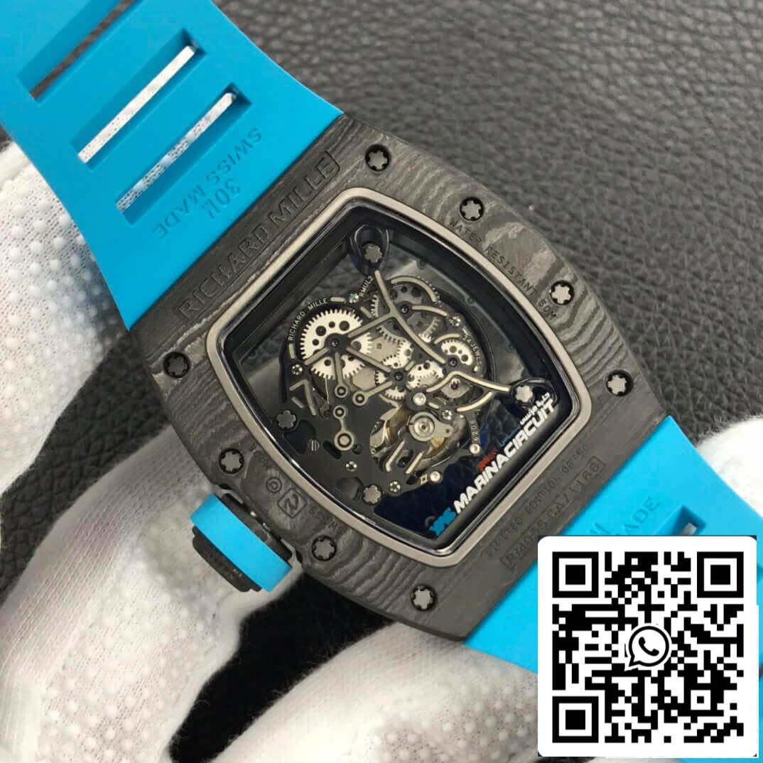 Richard Mille RM055 1:1 Melhor Edição ZF Factory Pulseira de Borracha Azul