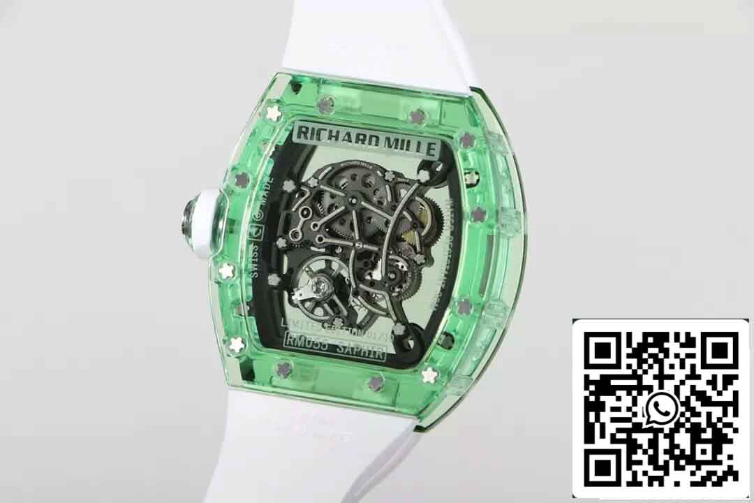 Réplique Richard Mille RM055 Meilleure édition 1:1 RM Factory Green Transparent Case