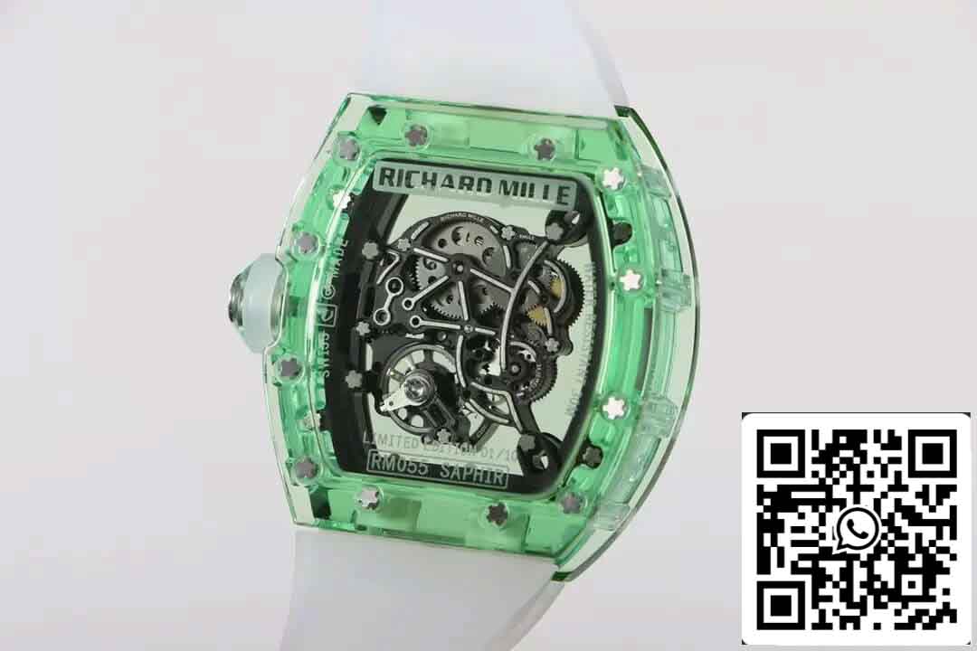 Réplica Richard Mille RM055 Mejor Edición 1:1 RM Factory Esqueleto Verde Dial