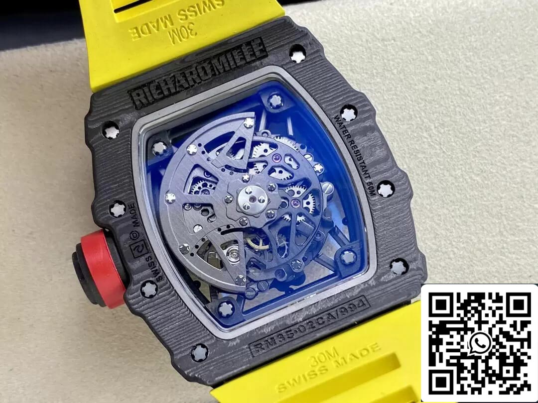 Richard Mille RM35-02 1:1 Best Edition T+ Factory NTPT Carbon Fiber Yellow Strap