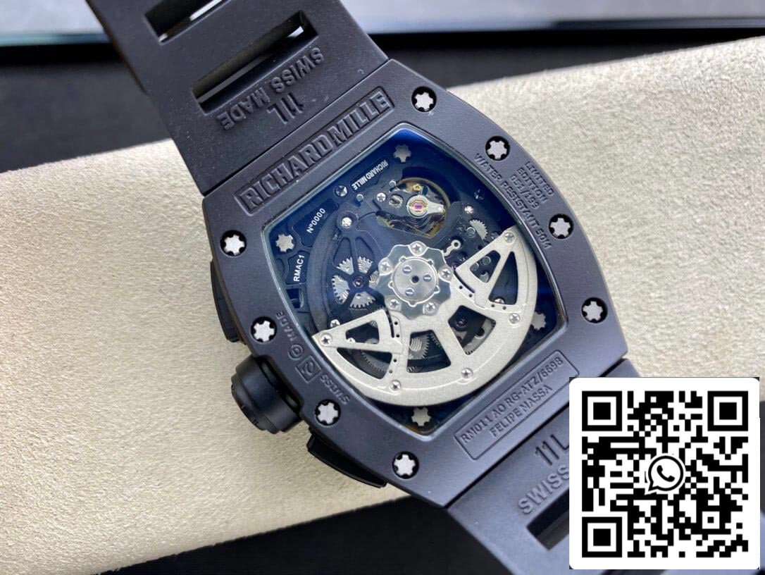 Richard Mille RM011 1:1 Meilleure édition KV Factory Boîtier noir en céramique