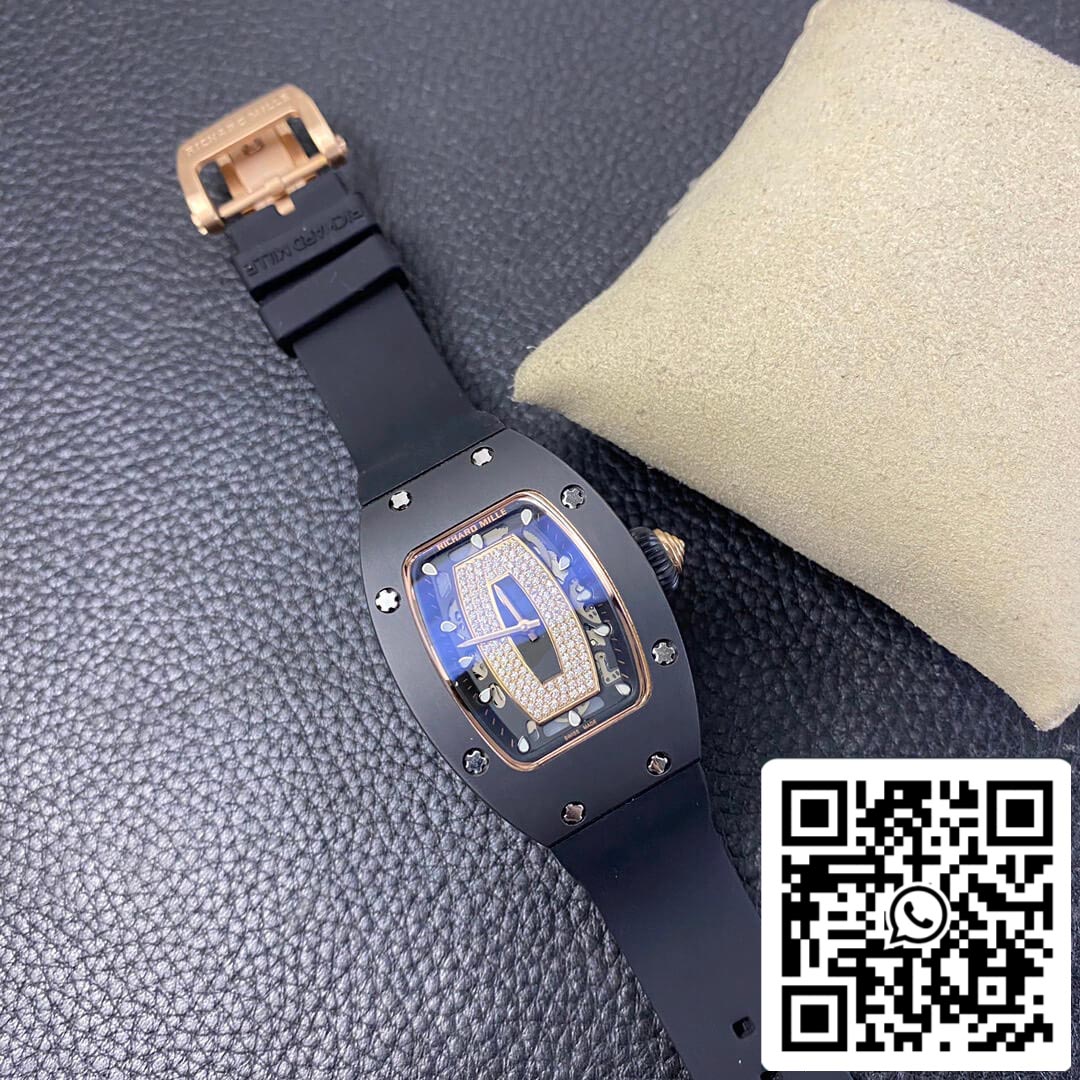 Richard Mille RM 07-01 1: 1 Best Edition RM Factory cinturino in caucciù nero