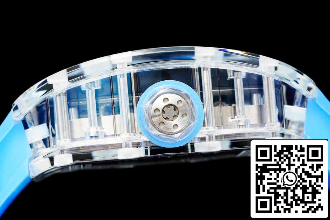 Richard Mille RM12-01 1:1 Meilleure édition RM Factory Tourbillon Version transparente Bracelet bleu