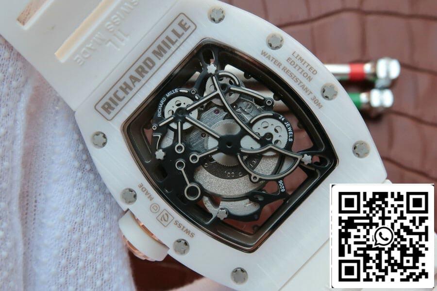 Richard Mille RM055 1:1 Best Edition KV Factory White Ceramic Rubber Strap