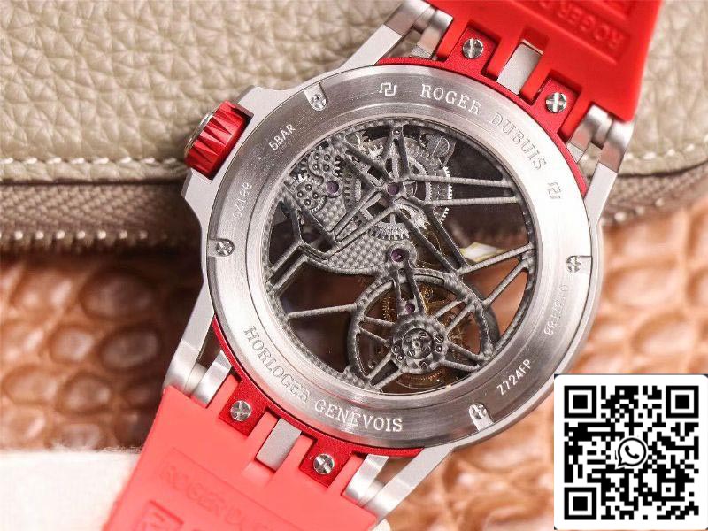 Roger Dubuis Excalibur Spider RDDBEX0572 Tourbillon à vol creux 1:1 meilleure édition JB Factory bracelet rouge suisse RD505SQ