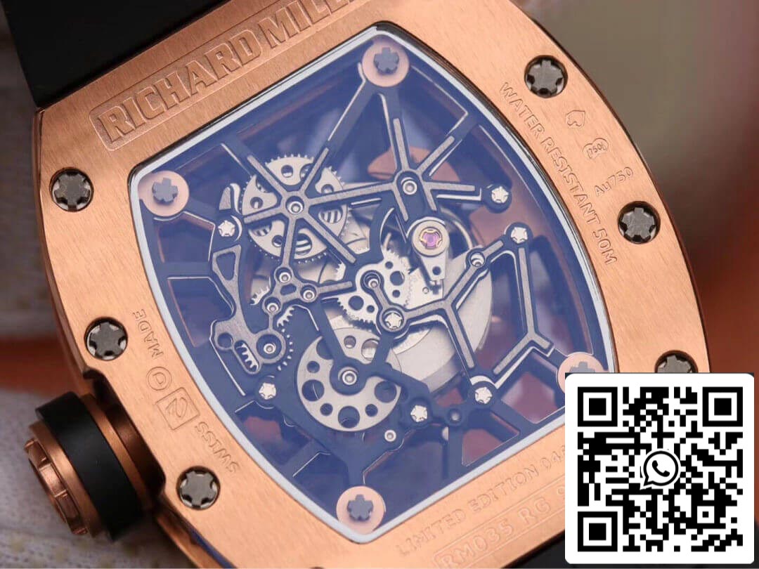 Richard Mille RM035 Americas KV Factory 1:1 Mejor edición Correa negra en oro rosa